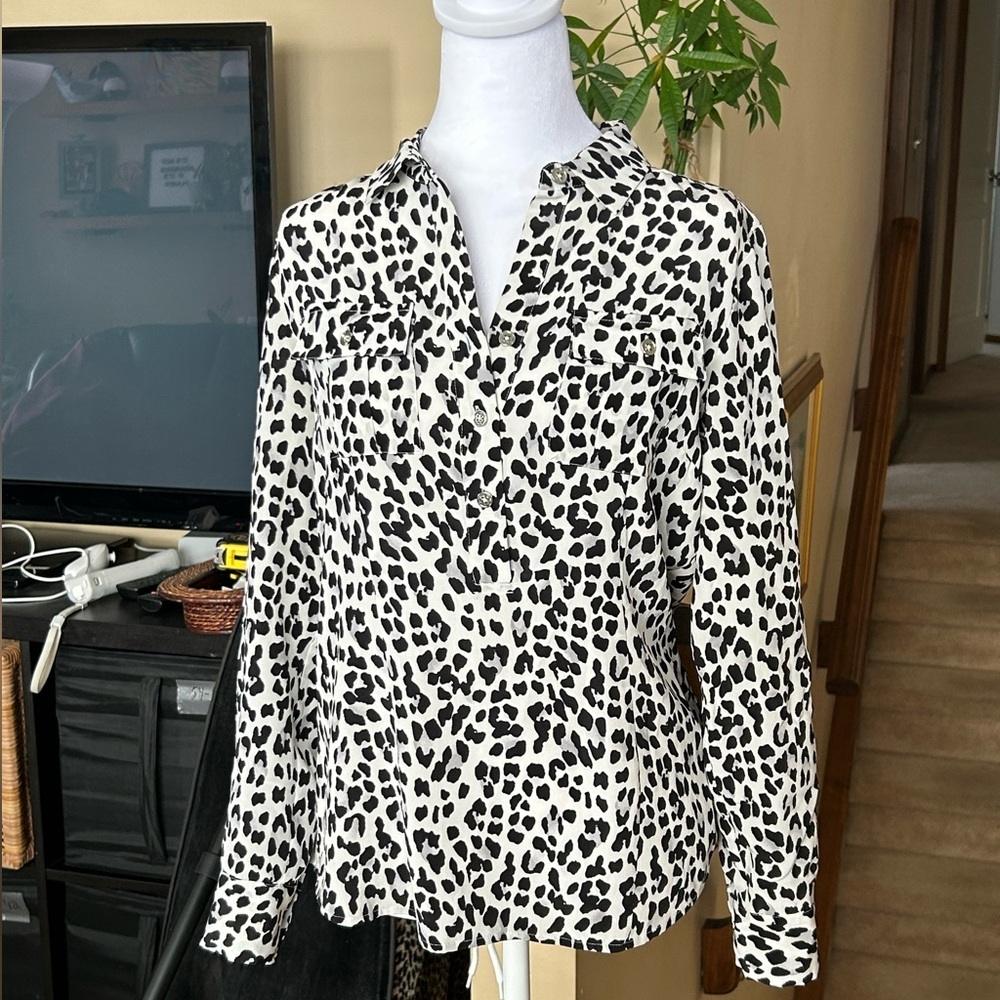 Leopard Print pull over Silk Women's Blouse